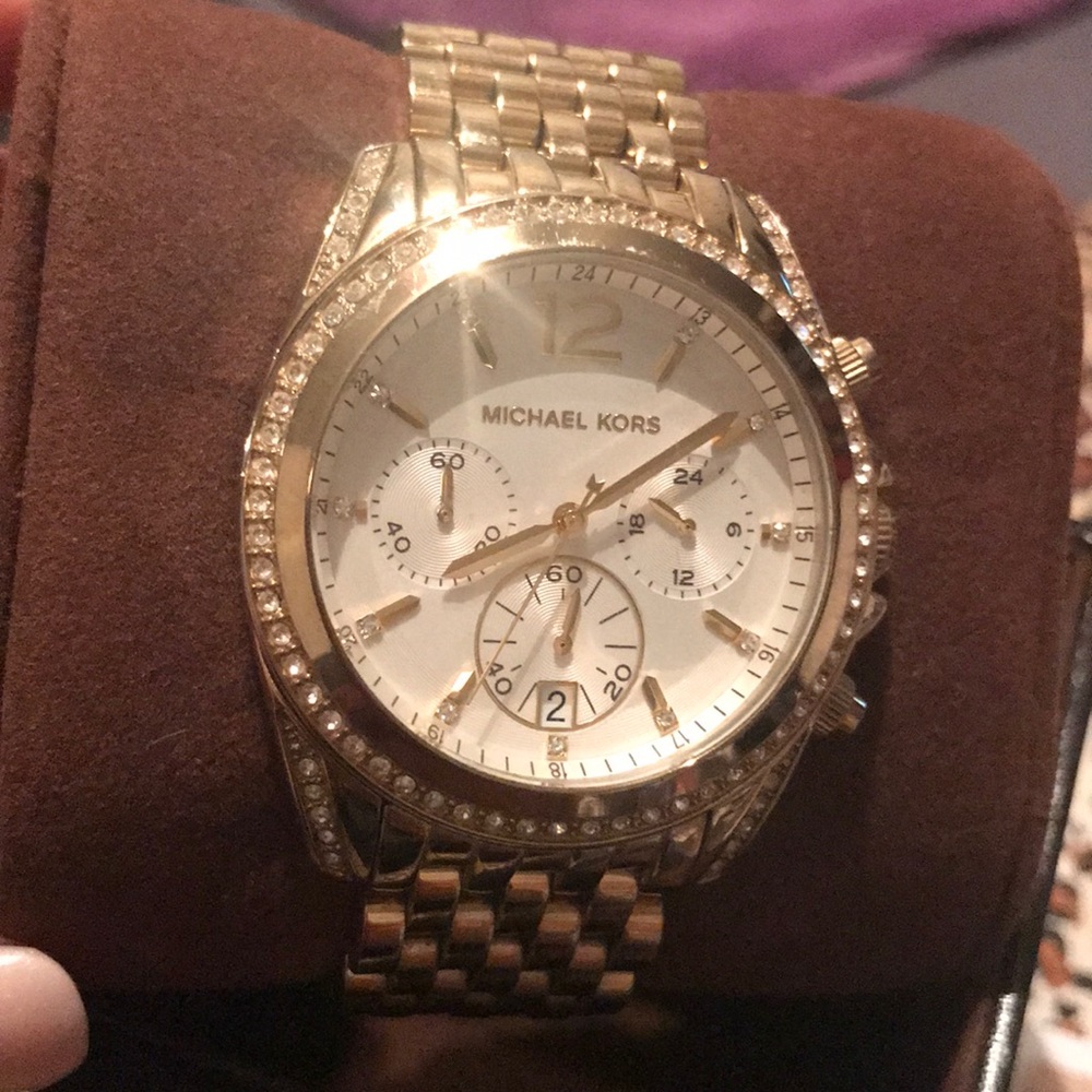 Michael Kors crystal dial gold watch